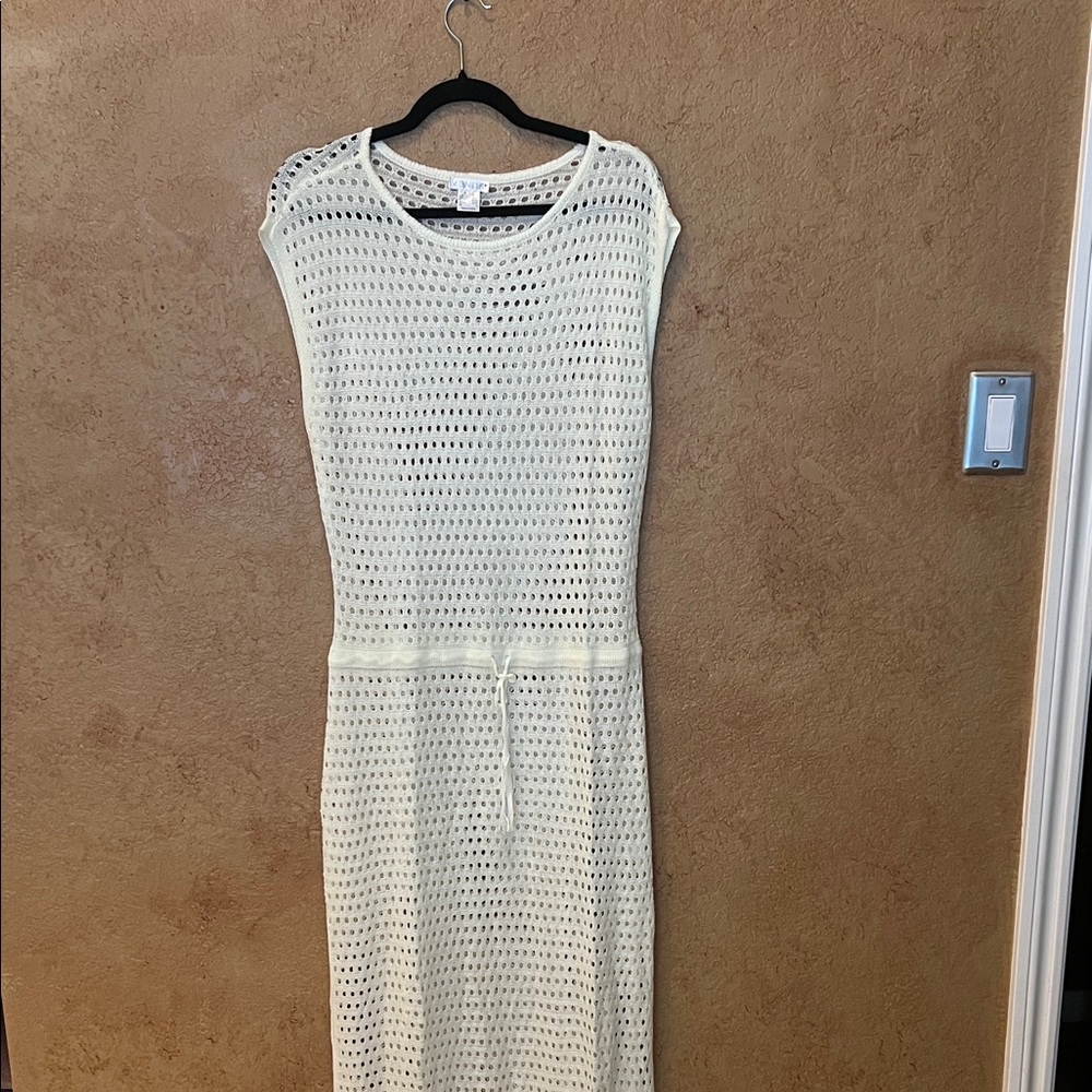 Venus Women Swim Cover Cream Knit Size L with sides splits with knit drawstring